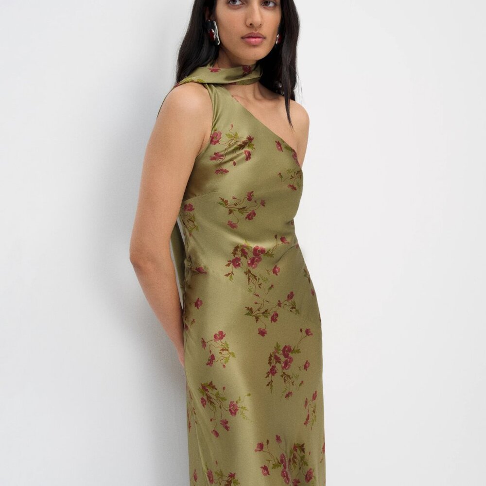 Reformation Jazzlyn Silk Dress in Demi - Size 10 - Picture 3 of 6
